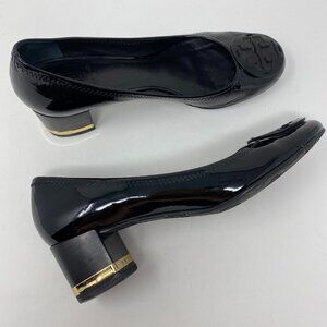 tory burch amy patent leather pumps w/ logo